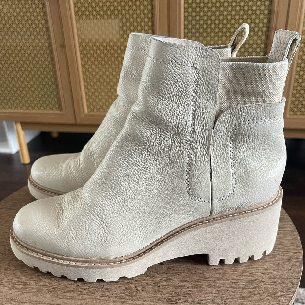 Cream lug sole boots